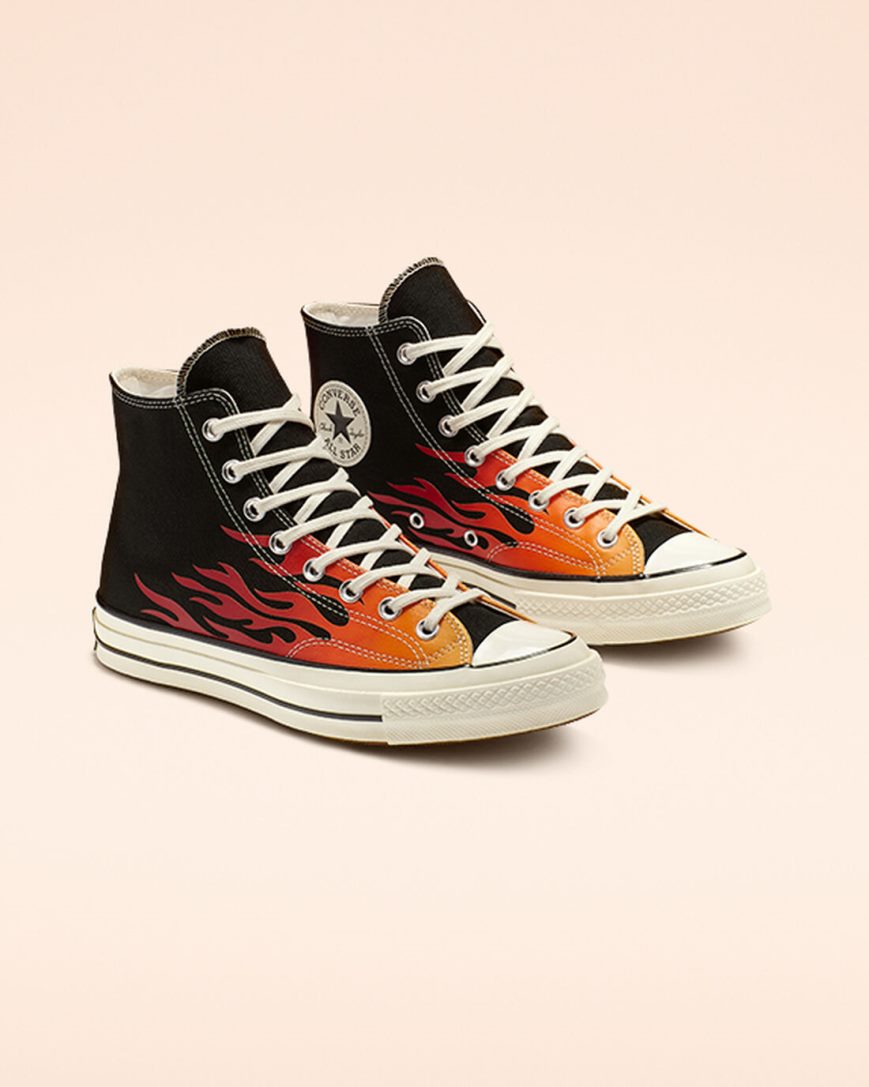 Dámské Boty Vysoké Converse Chuck 70 Archive Print Černé Červené | CZ LPQ3126